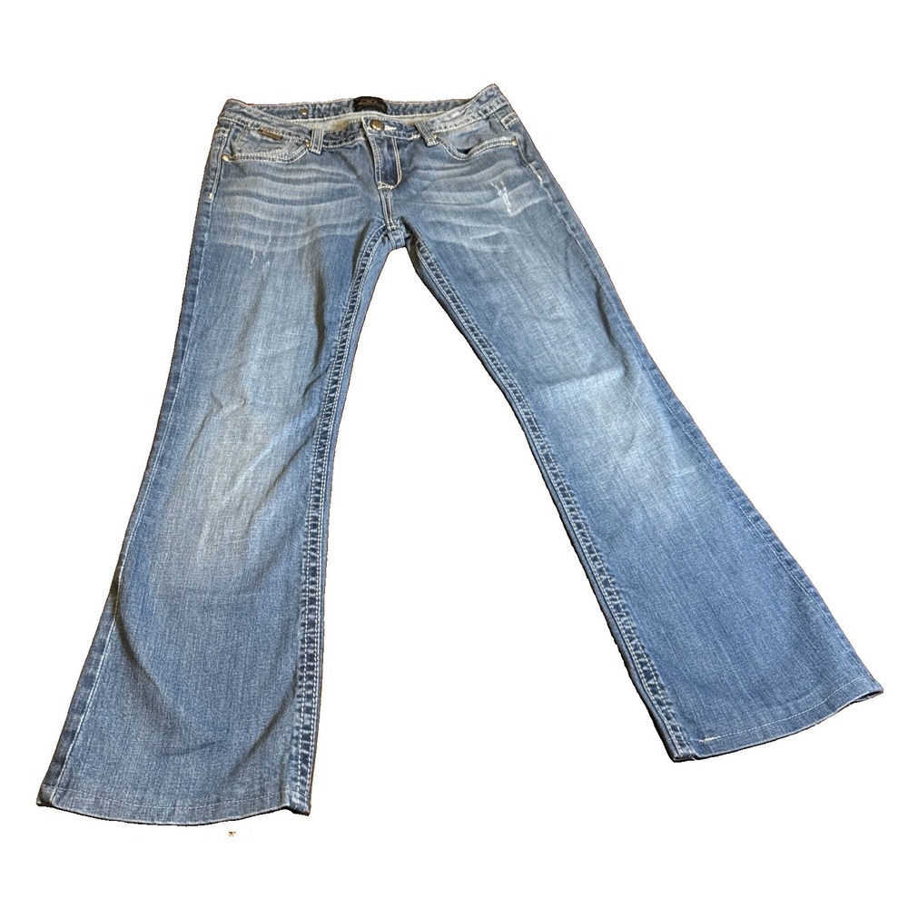 Rerock for Express Womens Jeans Size 8R Bootcut Distressed Stretch Y2K Denim